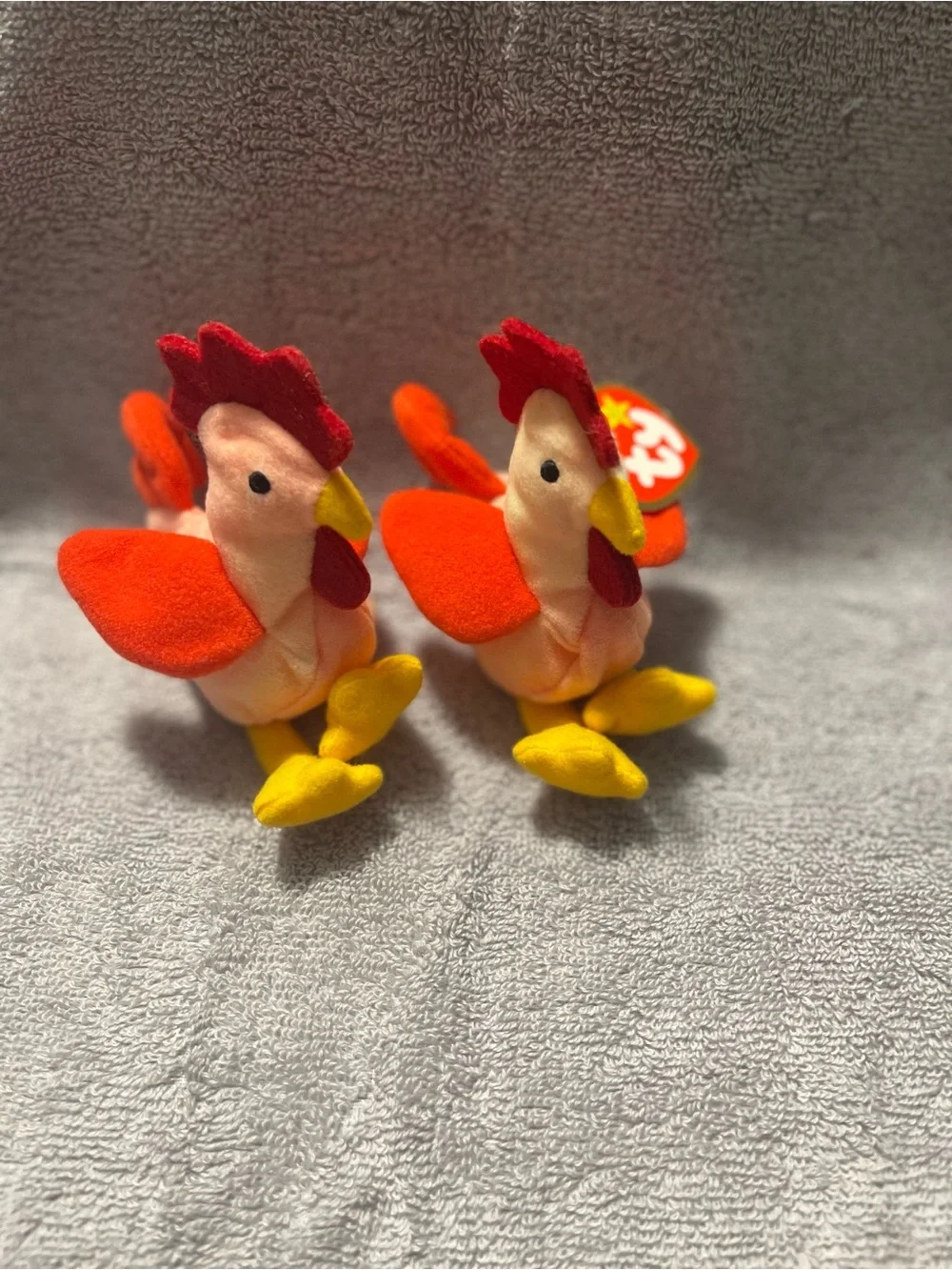 Ty Plush Rooster Pair - Red, Orange & Yellow “Strut the rooster” 🐔 🐓